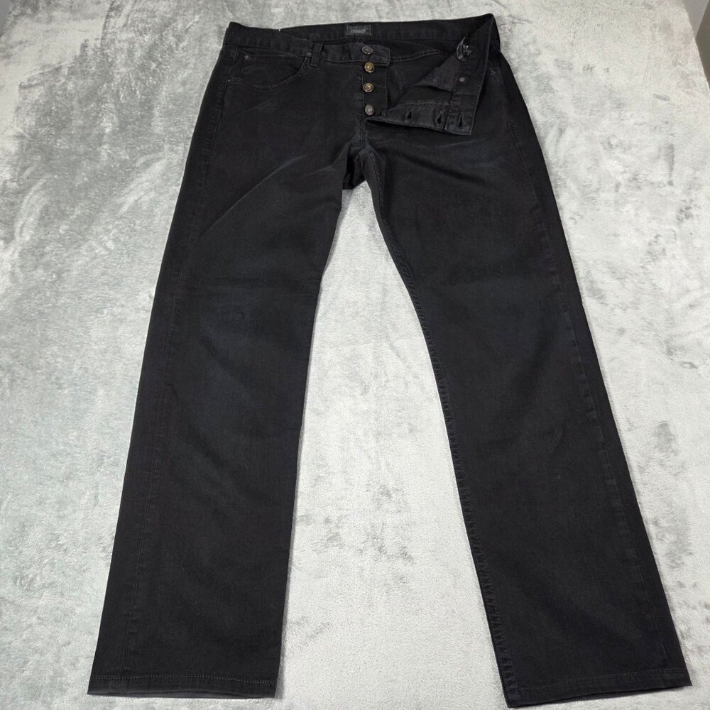 Hudson Jeans Mens 36 Black Byron Button Fly Five Pocket Straight Leg Denim